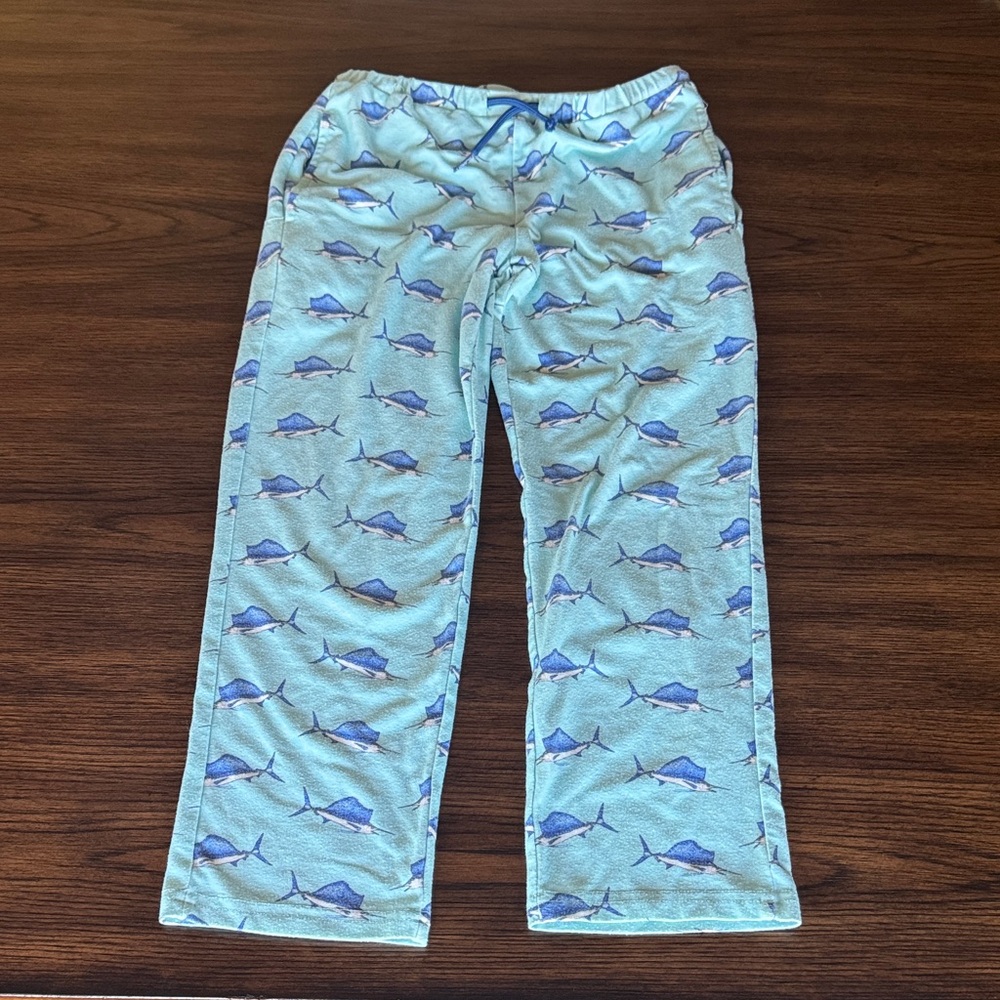Light Blue Shark-Print Kids Pajama Pants